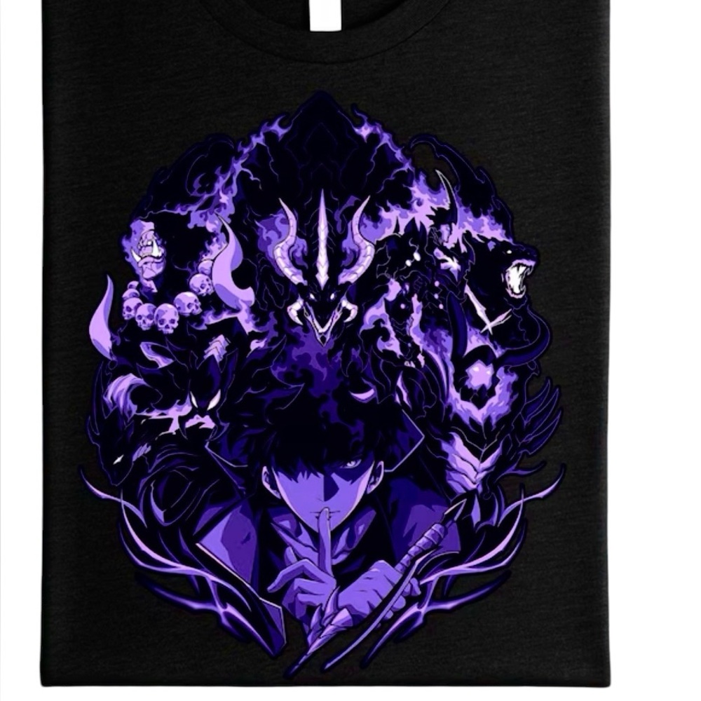 Black and Purple Graphic Tee Solo, Anime